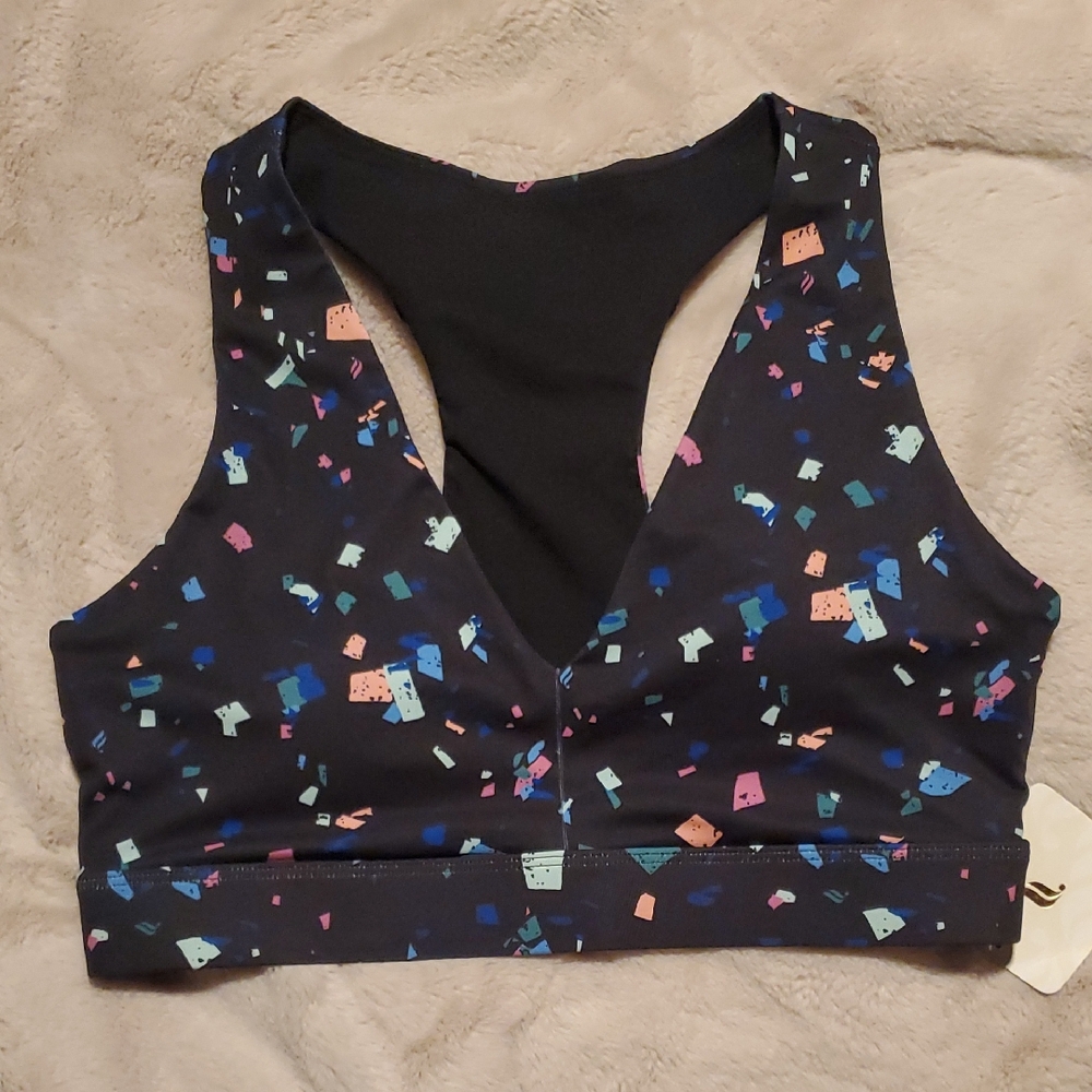 Fabletics Black Confetti Sports Bra